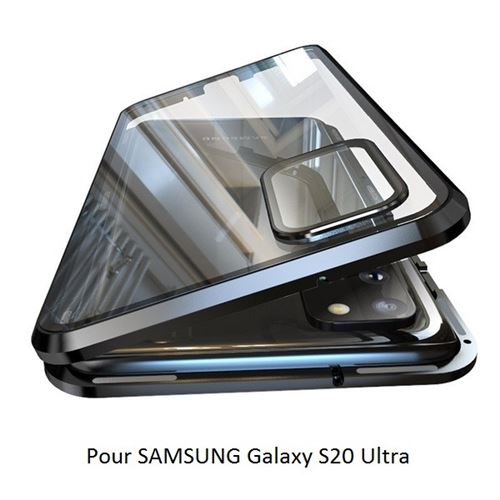 Coque Verre Trempe pour SAMSUNG Galaxy S20 Ultra Magnetique Transparente Protection Integrale (BLANC)