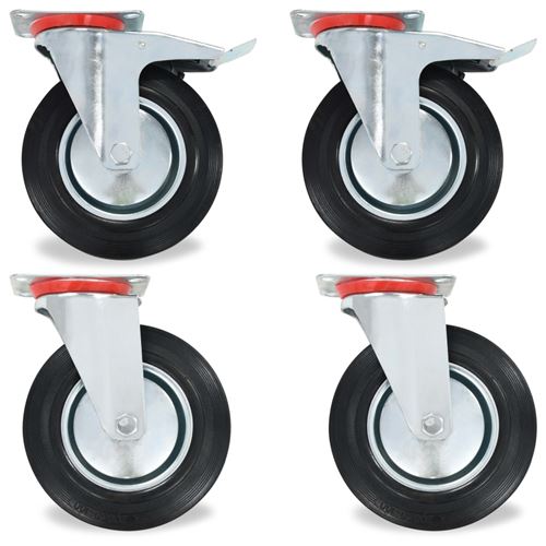 vidaXL 32x Roulettes Roues Fixes pour Chariot Roulant Roulettes Pivotantes Panier d'Achat Etagère à Livre Tables de Travail Capacité de 80 kg 100 mm