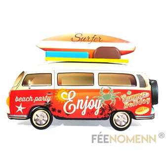 Wallpaper Deco Murale Vintage En Metal Combi Rouge Plage Surf 62x38cm For iPhone