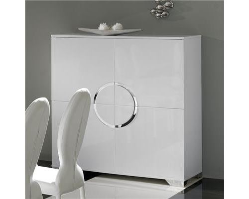 Buffet haut blanc laqué 4 portes design BISHOP - Blanc - L 120 x P 50 x H 125 cm