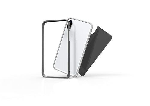 KMP Protective Set Coque de Protection en Aluminium et Verre pour iPhone X Argenté
