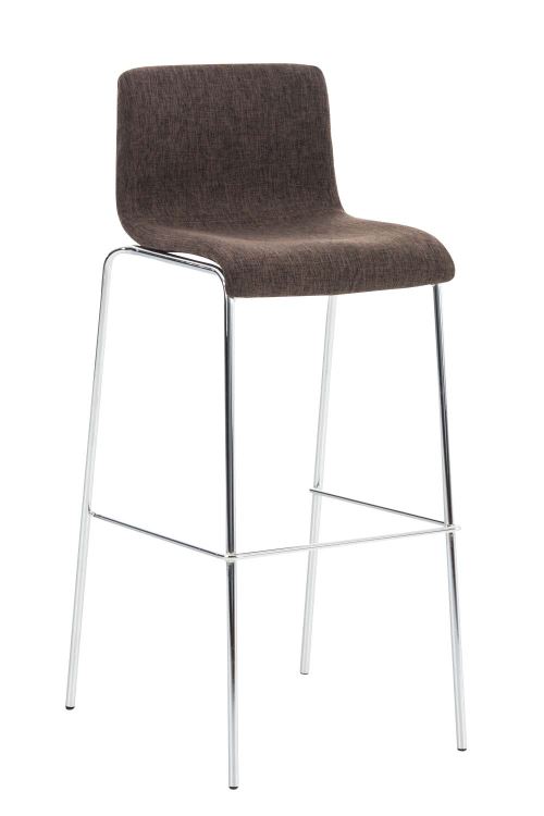 CLP Tabouret de bar Hoover Assise en Tissu - 4 Pieds en métal , Marron/Chrome