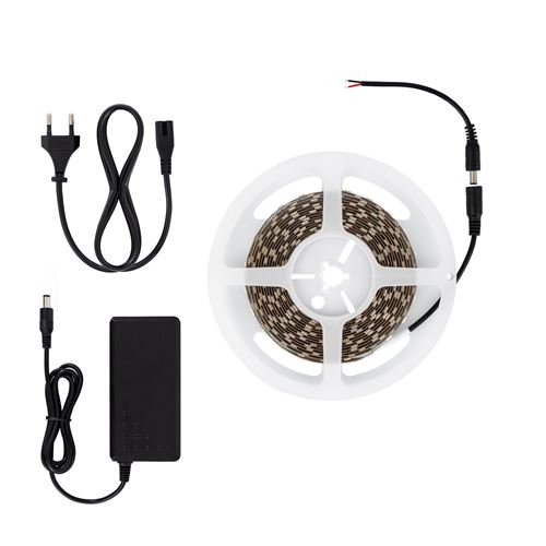 Kit Ruban LED 70W 12V DC SMD5050 60LED/m 5m IP20 avec Bloc d'Alimentation Blanc Froid 6000K - 6500K