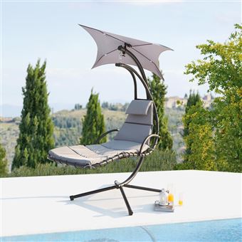 Ticana Fauteuil De Jardin Suspendu Gris Avec Auvent Mobilier