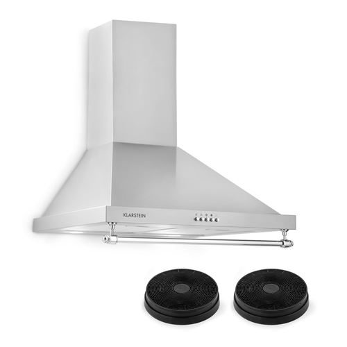 Klarstein Montblanc Hotte aspirante murale 60cm + 2 filtres recyclage d'air 610m³/h classe A - gris