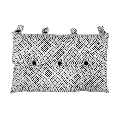 Tete de lit coussin 100% coton imprimé CLOVER - 50x70 cm - Noir et banc