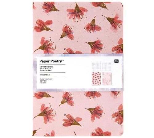 Lot de carnets de note A5 - Fleurs de cerisier - 14,5 x 21 cm - 2 pcs