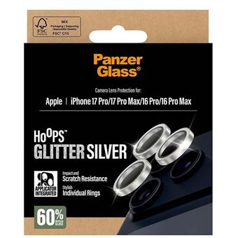 Protecteur D'objectif IPhone 17 Pro - Verre Trempé 9H Anti-rayures Avec Effet Pailleté Argenté | Installation Facile & Compatible Avec Les Coques