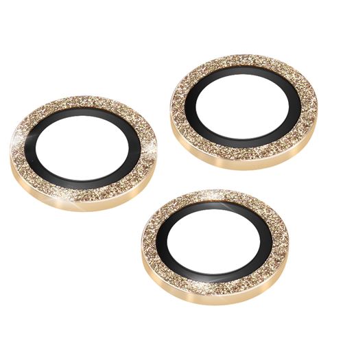 Film caméra pour iPhone 14 Pro et 14 Pro Max Verre trempé 9H 0.2mm Contour pailleté Avizar doré