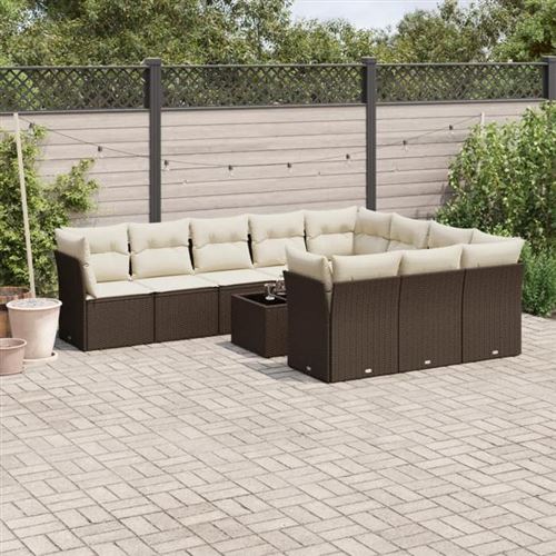 Non Communiqué Marron Salon De Jardin Modulable Vidaxl Rotin 11 Pieces X 289 X 69 10 Personnes