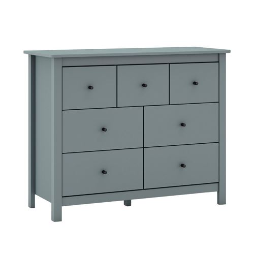 Commode 7 tiroirs en pin massif laqu&eacute; vert c&eacute;ladon - MYSIA -