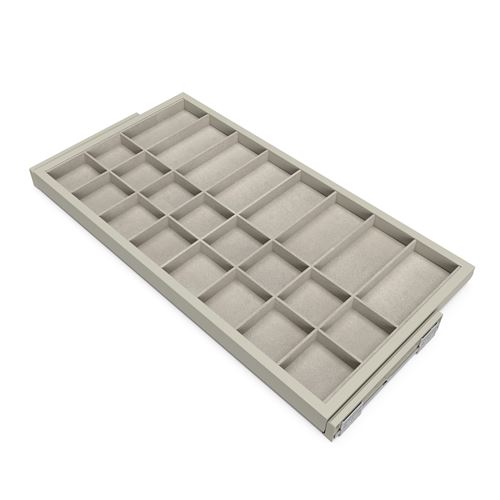 Emuca Kit de organiser de tiroirs avec cadre de coulissage soft close pour armoires, réglable, module 900mm, Gris pierre