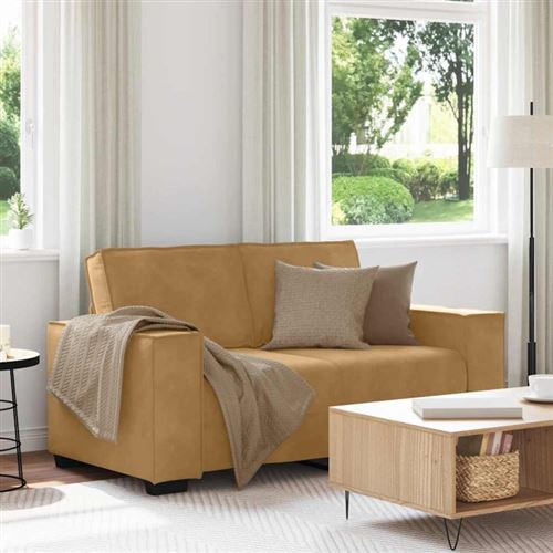 vidaXL - Canapé 2 places - Velours - Marron - 120 cm - Image 2