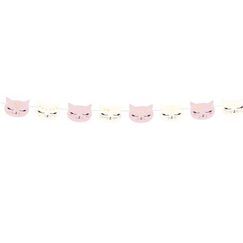 guirlande fanions tête chat kitty party 1.4m rose - Coloris : Rose - GL11