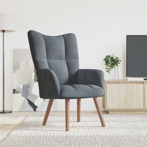 Vidaxl Gris Chaise De Relaxation Foncé Velours - Image 3