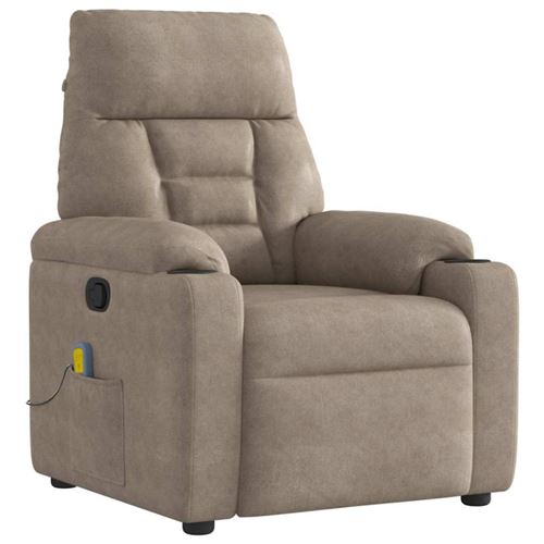 Non Communiqué Fauteuil Inclinable De Massage Taupe Tissu Microfibre