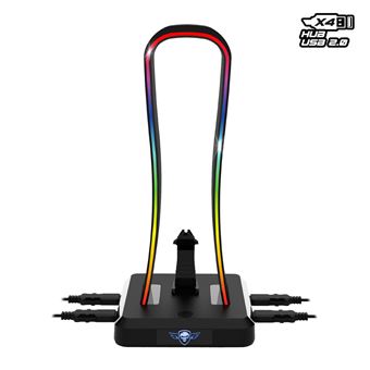 Support de casque gamer Sentinel RGB avec 4 HUB USB, avec gestion de câble