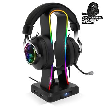 Support de casque gamer Sentinel RGB avec 4 HUB USB, avec gestion de câble