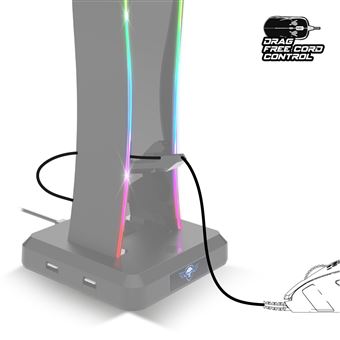 Support de casque gamer Sentinel RGB avec 4 HUB USB, avec gestion de câble