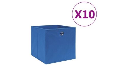 Boîtes de rangement 10 pcs tissu intissé 28x28x28 cm bleu