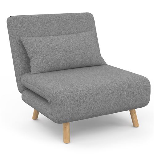 Fauteuil convertible en lit 1 place gris clair