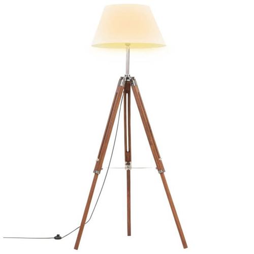 VIDAXL - Lampadaire à Trépied - Bois - Marron et Blanc - 141 cm - Image 3