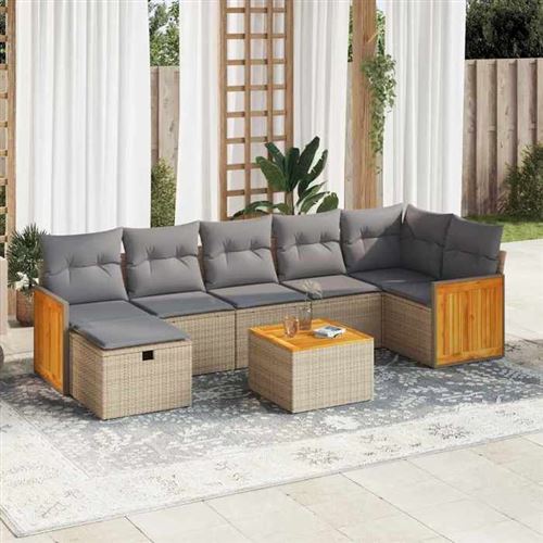Non Communiqué Beige Salon De Jardin Vidaxl Resine Tressee 8 Pieces X 59 X 69 7 Personnes