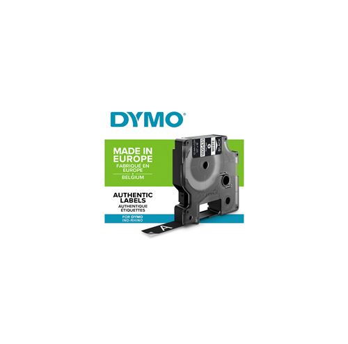 DYMO Rhino - Etiquettes Industrielles Vinyle 12mm x 5.5m - Blanc sur Noir