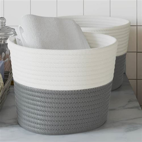 Vidaxl Gris/Blanc Paniers De Rangement 2 Pcs - Et - Image 3