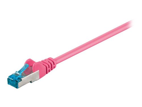goobay - Câble réseau - RJ-45 (M) pour RJ-45 (M) - 5 m - SFTP, PiMF - CAT 6a - sans halogène, moulé, sans crochet - magenta