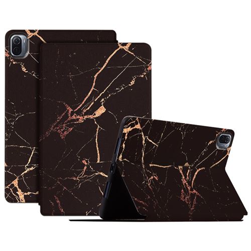 Non Communiqué Noir Etui En Pu Avec Support /Marbre Doré Pour Votre Xiaomi Pad 5/5 Pro