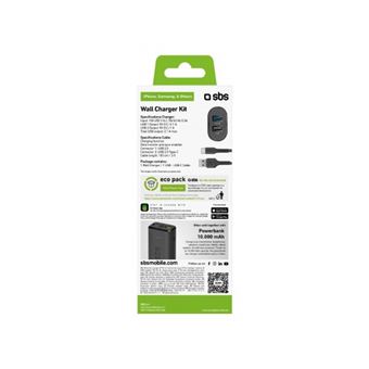 Kit voyage USB de recharge avec câble de type C