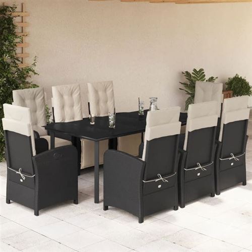 Non Communiqué Gris Vidaxl Ensemble À Manger De Jardin Avec Coussins 9 Pcs, Table Et Chaises De Patio, Meubles D'extérieur Terrasse, Moderne, 3212527