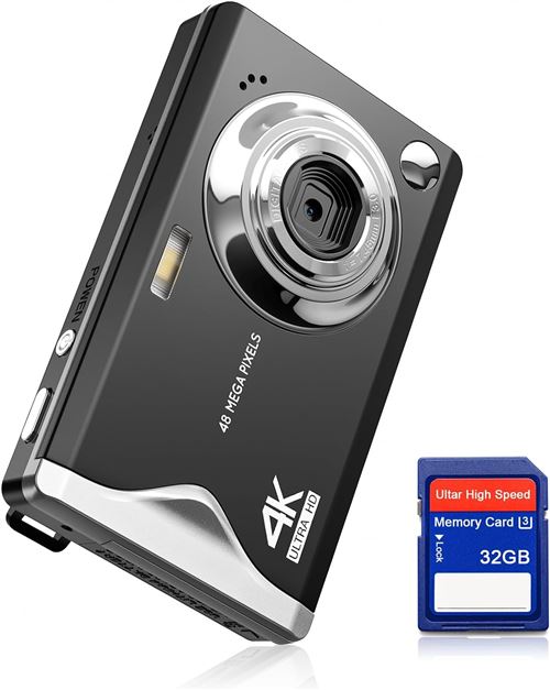 Appareil Photo Num&eacute;rique - NEOZHOU - 4K 48MP - Zoom 16x - Ecran 3,0"" - Compact - Noir