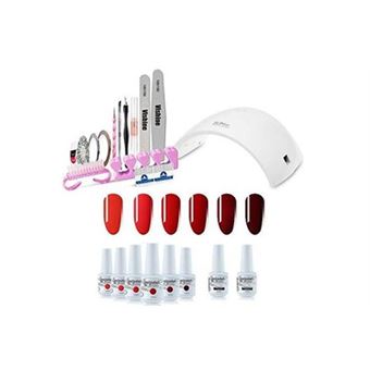 Kit complet vernis semi permanent avec led lampe 36w séchoirs à ongles, 6 flacons vernis gels, top base coat, complet manucure outils accessoires nail - 1