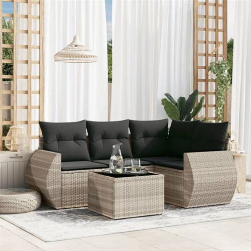VIDAXL - Salon de Jardin - 5 Pièces - Gris - Image 2