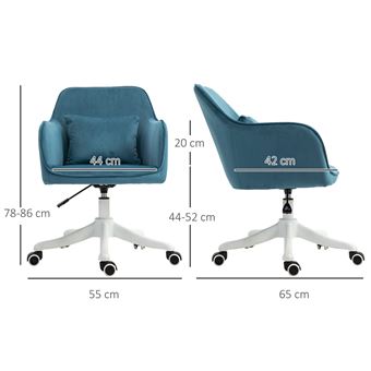 Chaise de bureau velours fauteuil bureau massant coussin lombaire intégré  hauteur réglable pivotante 360° bleu - Achat & prix