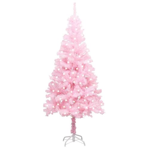 vidaXL Arbre de Noël artificiel avec LED et support Rose 240 cm PVC
