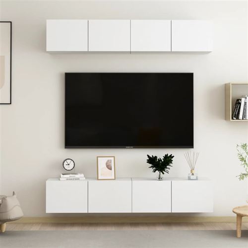 vidaXL Meubles TV 4 pcs Blanc 80x30x30 cm Aggloméré