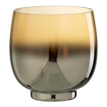 Photophore Rond Déco "Verre Fumé" 14cm Argent - 1