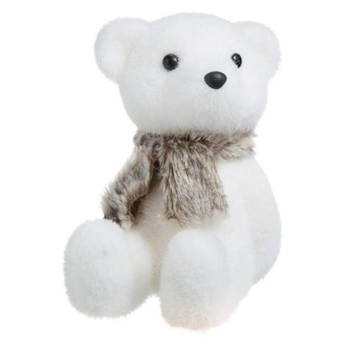 Cr&eacute;ateur d'int&eacute;rieur - Statuette D&eacute;co Ours Assis Polaire 19cm Blanc