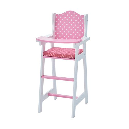 Chaise haute pour poupon poupée jouet rose à pois blanc Olivias Little World TD-0098AD