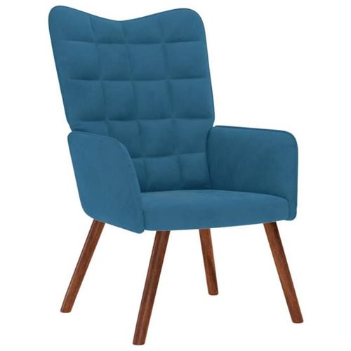 VIDAXL - Fauteuil de salon - Velours - Bleu - Image 2