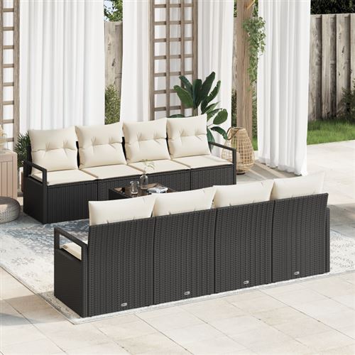 vidaXL - Ensemble de salon de jardin - 9 pièces - Noir - Image 2