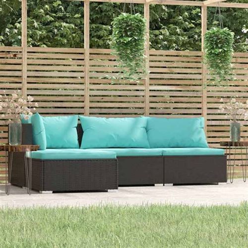 VIDAXL - Salon de jardin - 4 places - Noir - Image 2