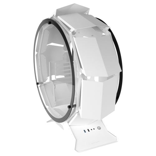 Mars Gaming MCORB Blanc, Boîtier PC Gaming Micro-ATX XL, Design Circulaire  Custom, Double Vitrage Trempé