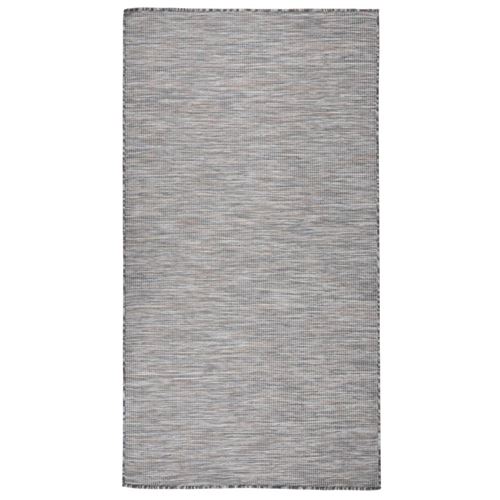 vidaXL Buitenkleed platgeweven 80x150 cm bruin en blauw340813