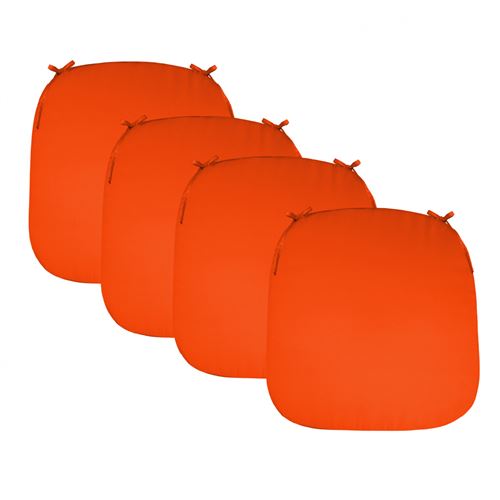 Lot de 4 galettes, coussins déhoussables pour chaise - Orange - Linxor