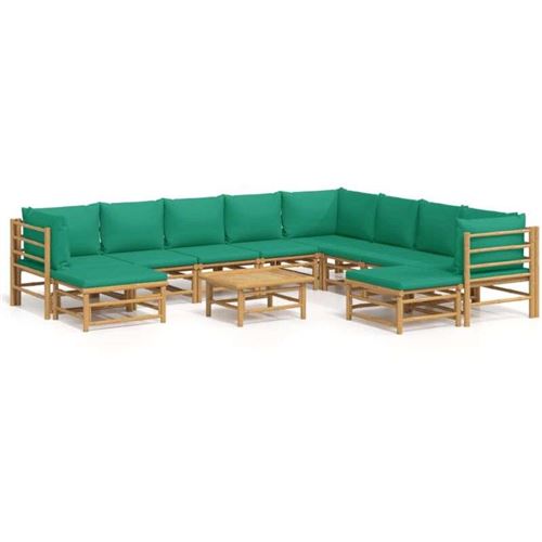 Non Communiqué Vert Salon De Jardin Modulable Vidaxl Bambou 6 Pieces 10 Personnes