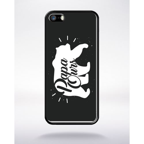 Coque papa ours fond noir compatible apple iphone 5 bord noir silicone